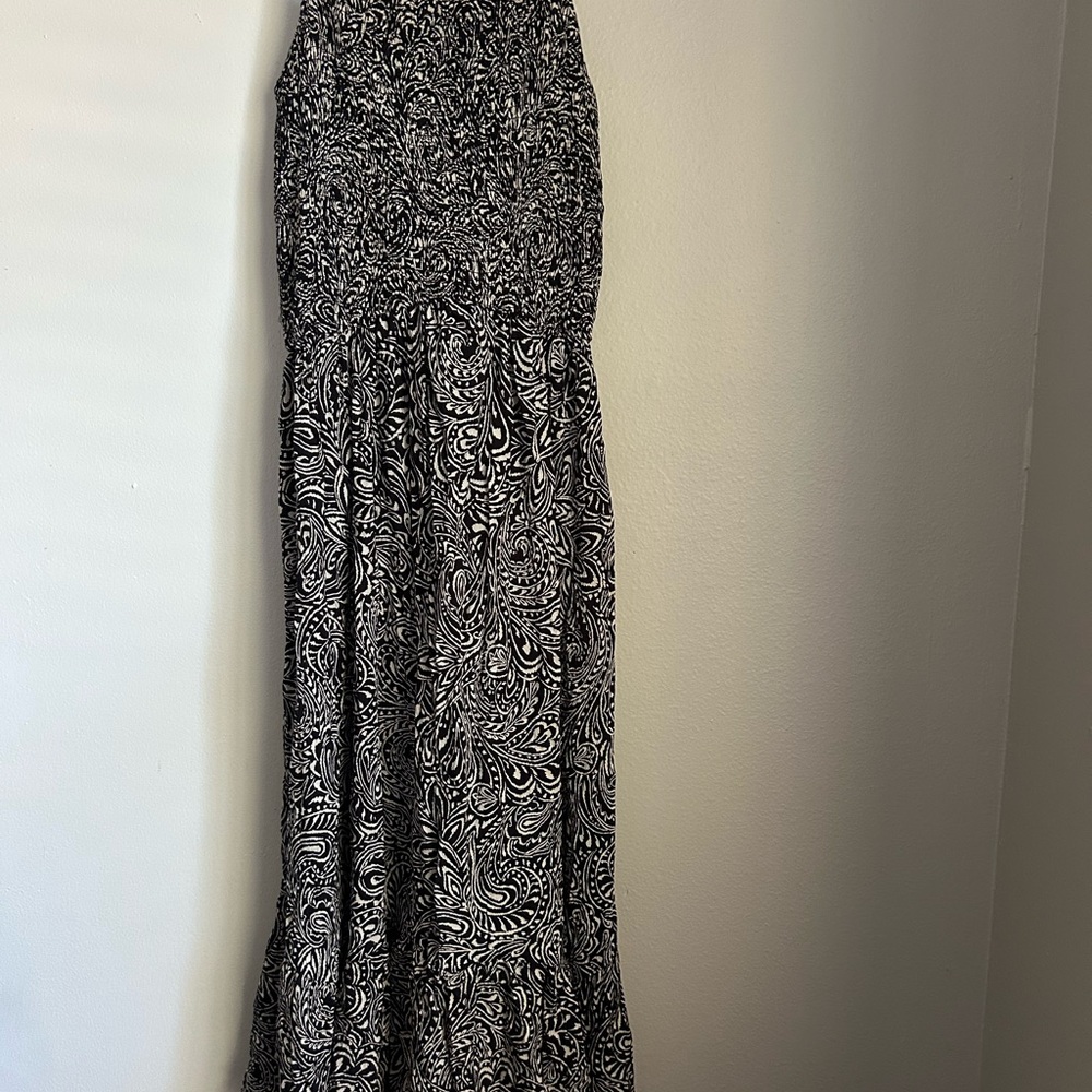 Angie Black and White A-Line Paisley Dress